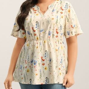 BloomChic Floral Blouse - Cream with Multicolor Floral Print